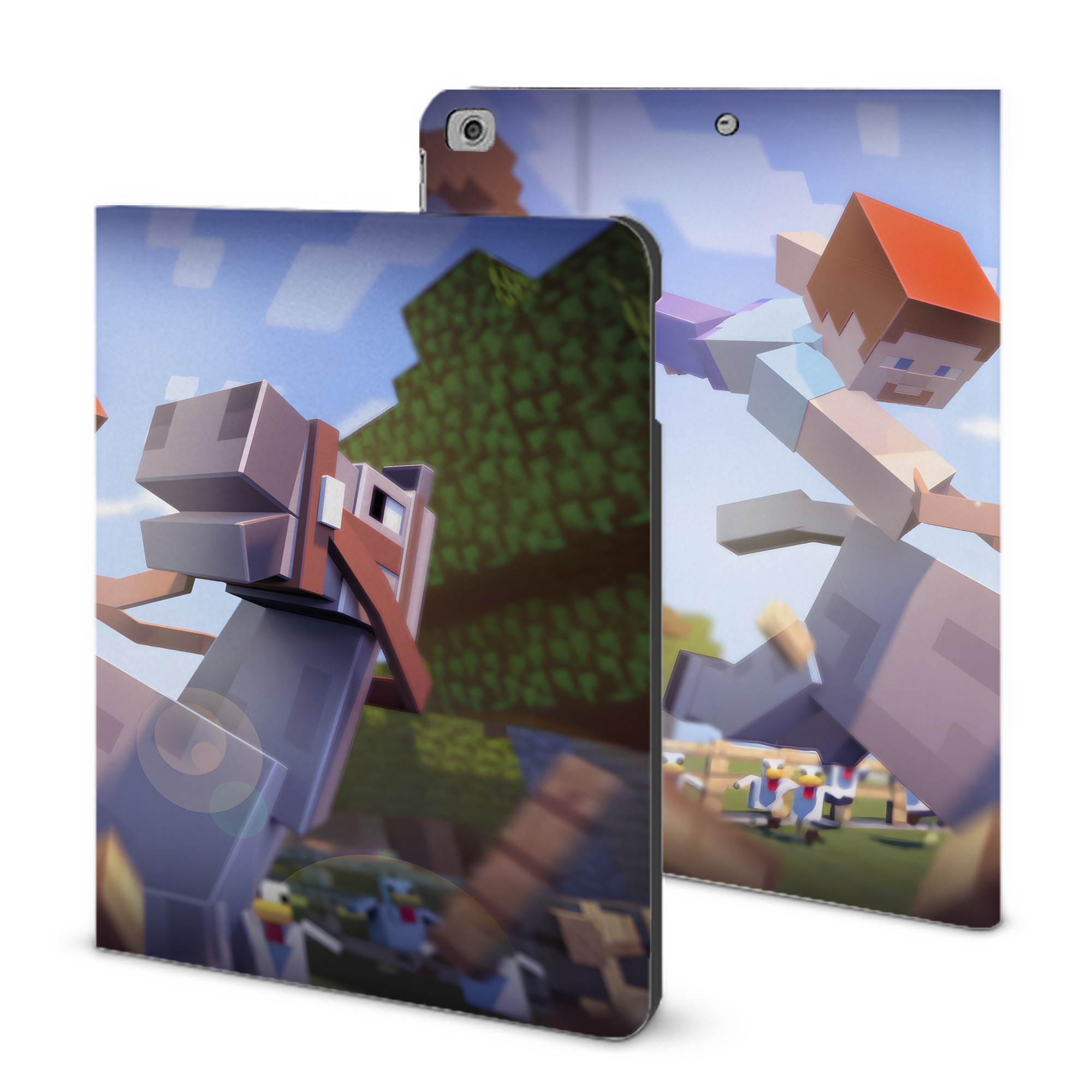 （画像用） マインクラフト ブロックの世界 Minecraft MC Block world IPad ケース ブック型 PUレザー TPU 耐衝撃 軽量 薄型 ペン収納なし 全面保護 IPad 各モデル対応